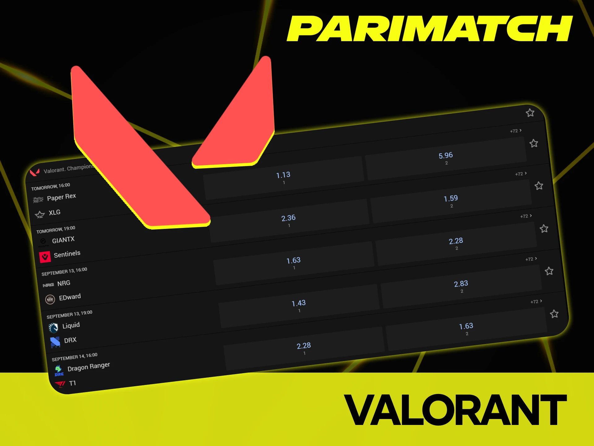 Place bets on Valorant tournaments and win with Parimatch.