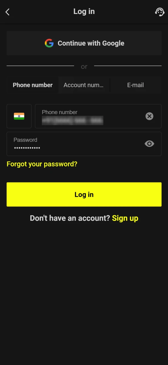 Log into your account at Parimatch official website.