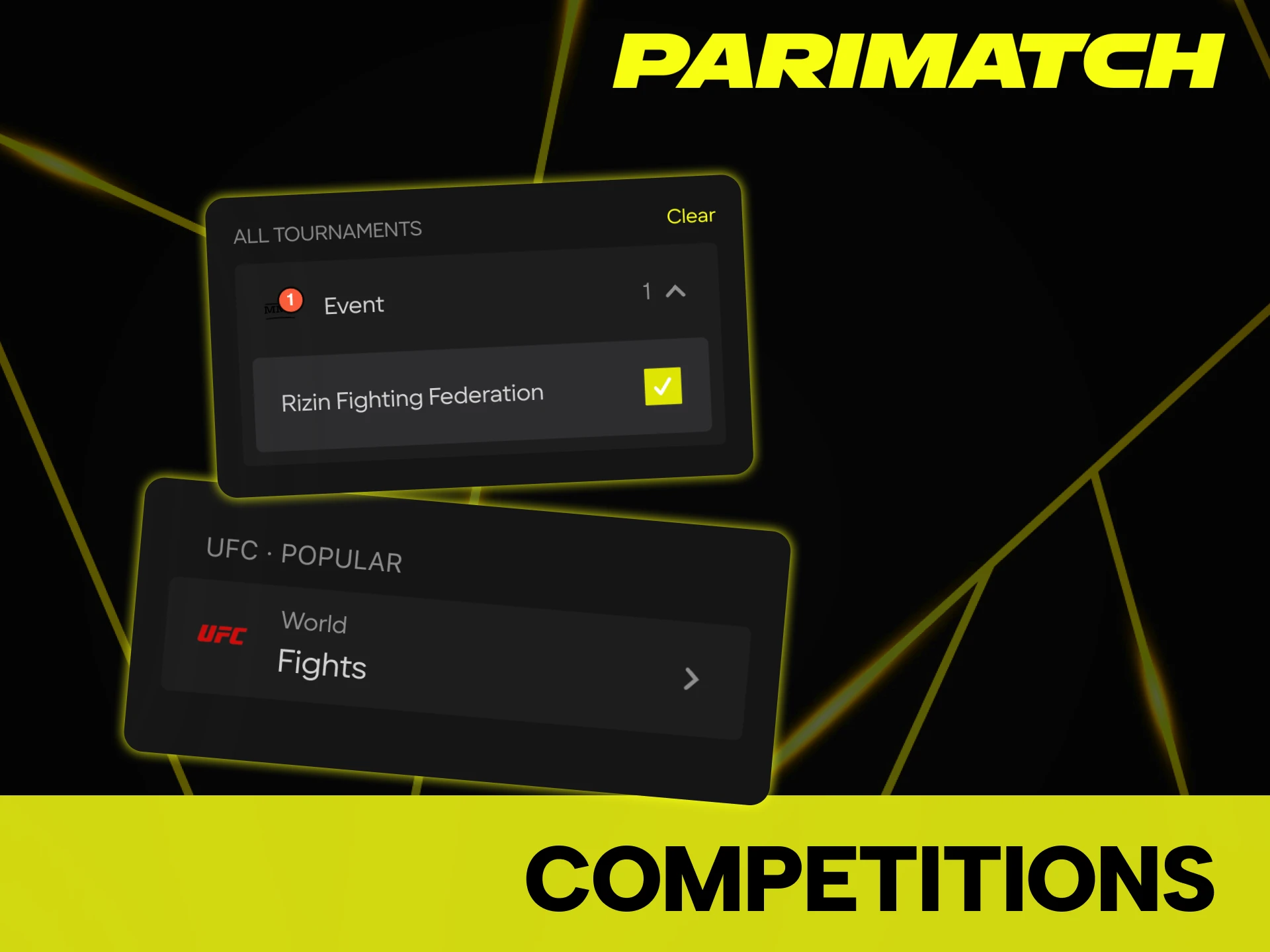 Parimatch offers various MMA competitions to bet.