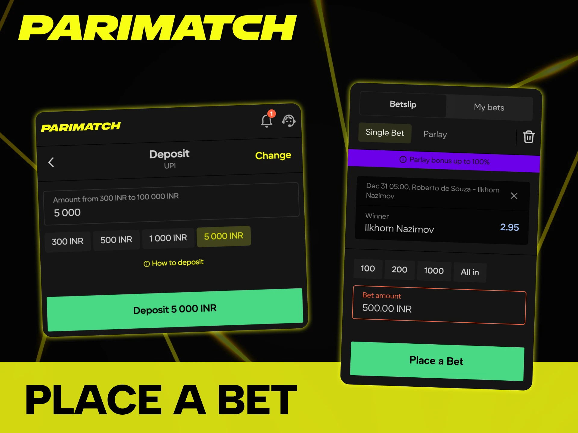 Parimatch website offers a quick way to place a bet.
