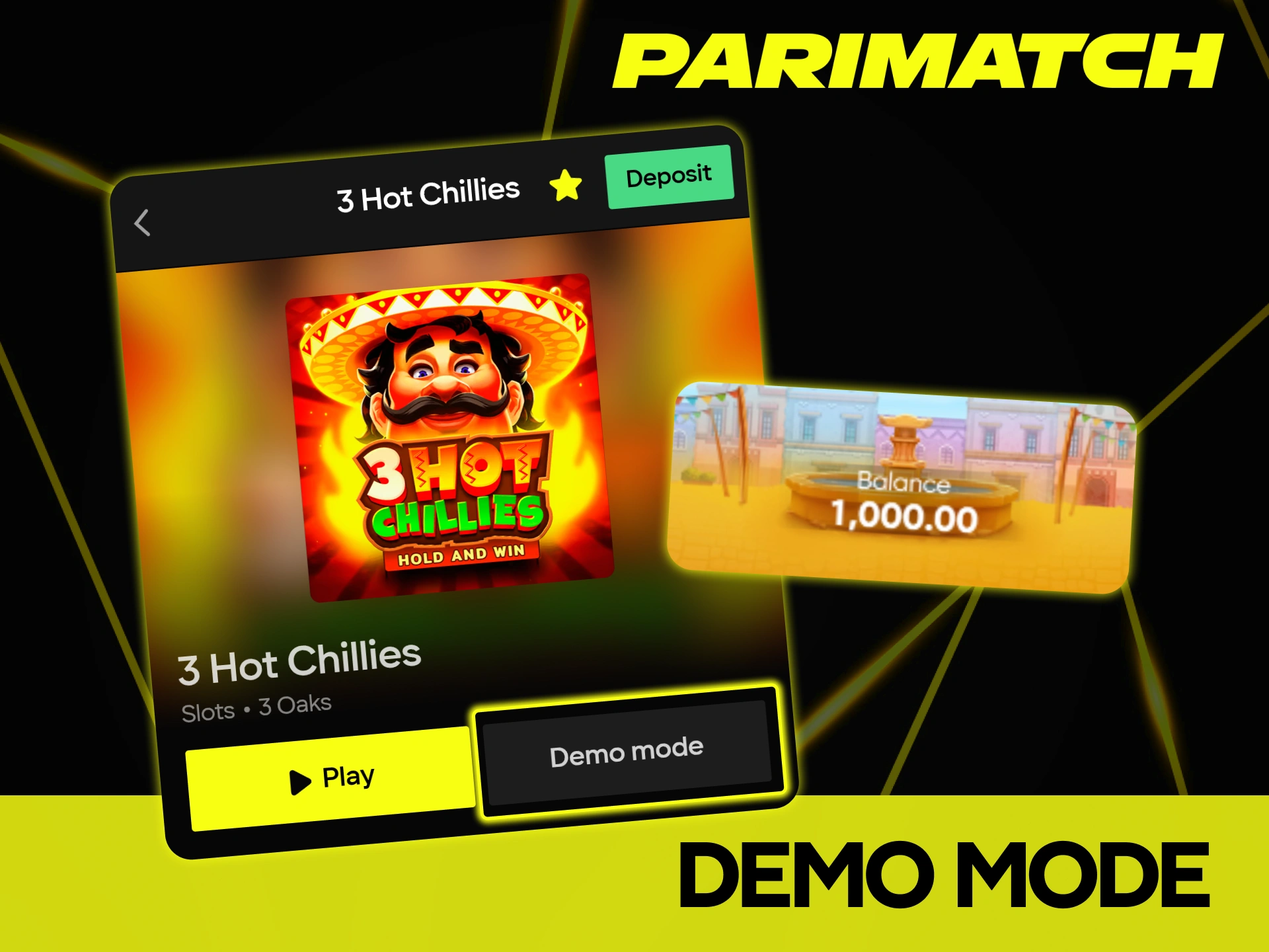 Try the demo mode to learn the features of 3 Hot Chillies risk-free at Parimatch.