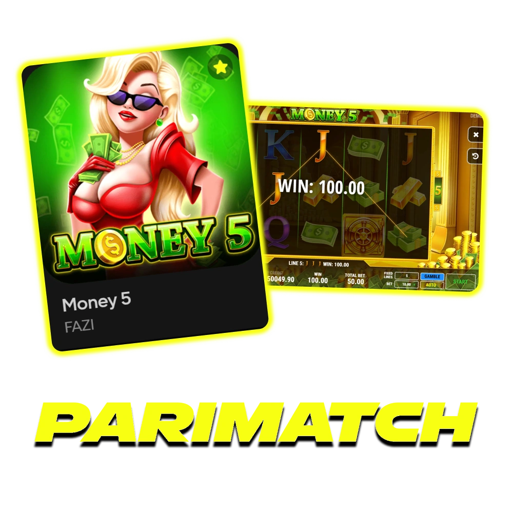 Experience the luxurious theme and cash symbols of the Money 5 slot at Parimatch.