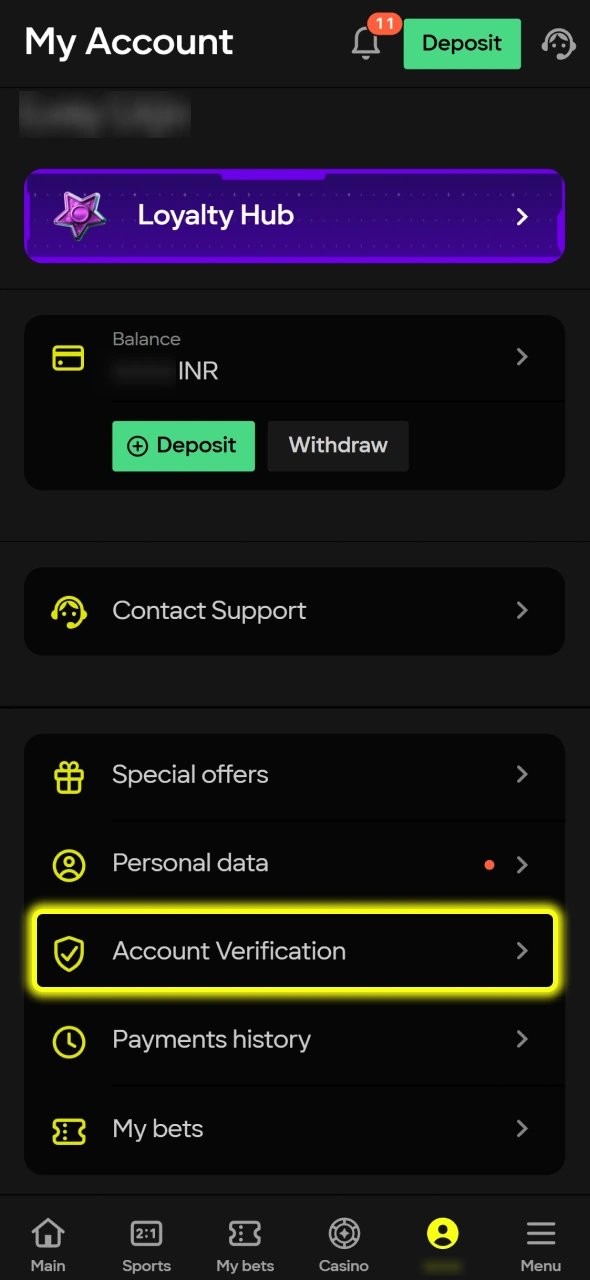 Complete the verification process to secure your Winning Clover 5 winnings at Parimatch.