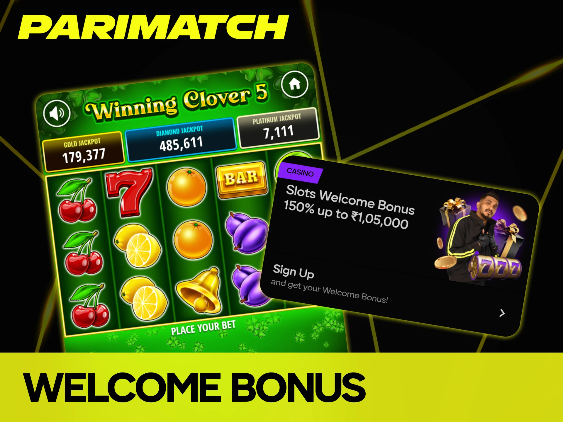 Claim the welcome bonus to boost your balance for Winning Clover 5 at Parimatch.