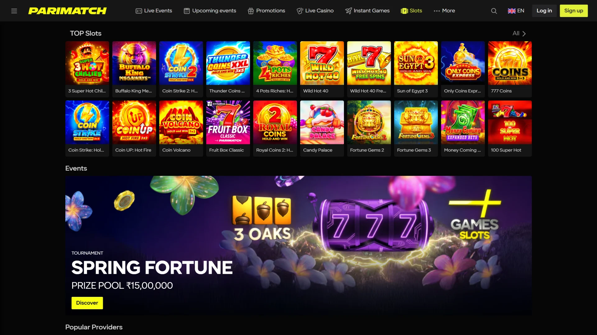 Browse top slots and participate in tournaments on Parimatch.