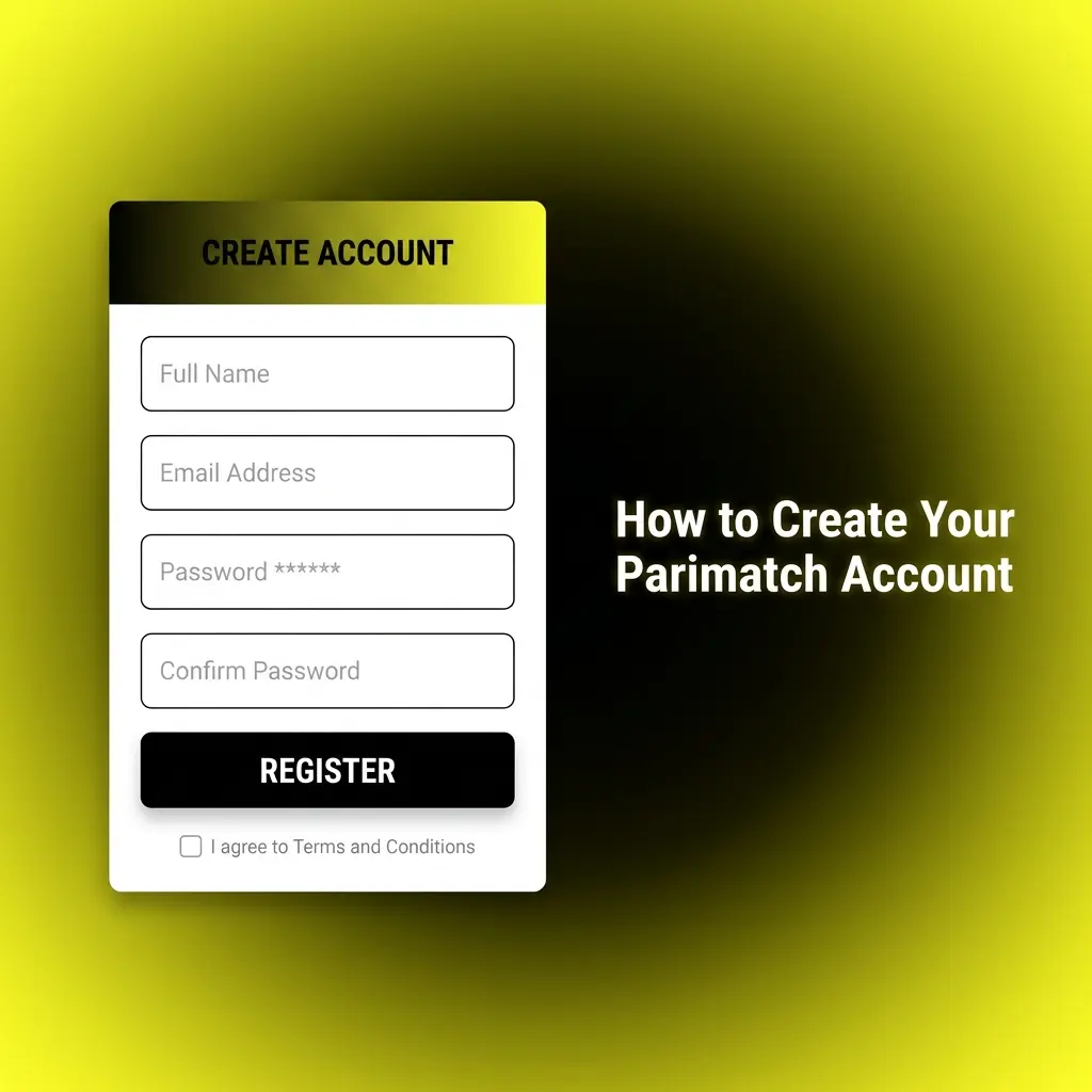 Parimatch account registration form showing sign-up steps with email, phone, and social login options for Indian players